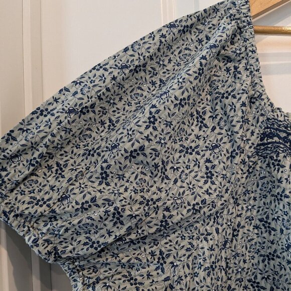 Madewell Jeanette Florentine Floral Top Size 4X Cropped Puff-Sleeve Cotton NWT - Picture 6 of 15